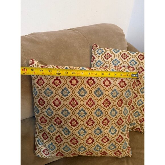 Decorative Throw Pillow Set of 2 – Red & Blue Floral Pattern - Picture 3 of 9